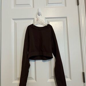 YoungLA Dark Brown Long Sleeve Crop Top